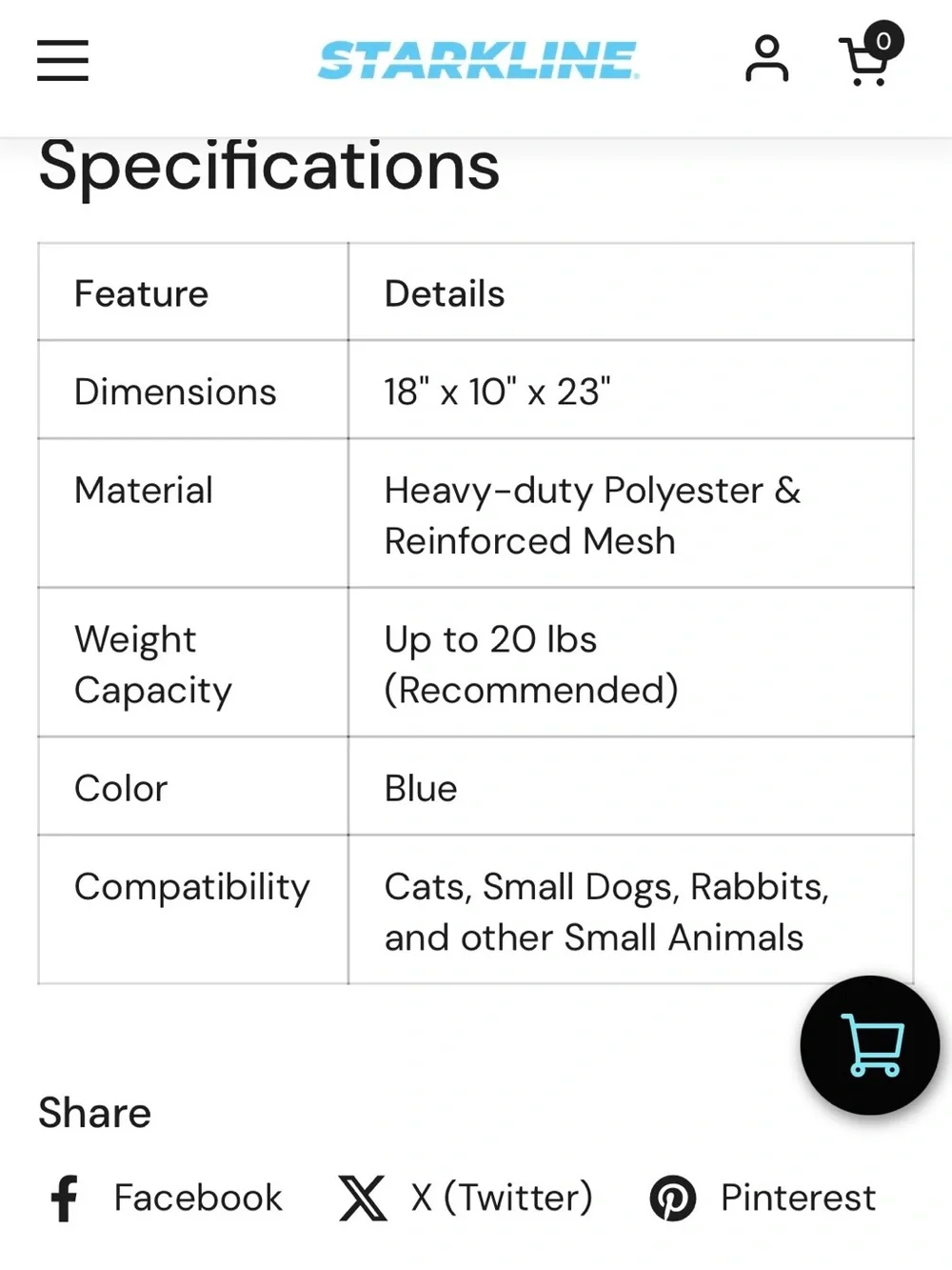 Starkline Blue Portable Large Soft Sided Pet Carrier Dogs Cats Small Animals NEW